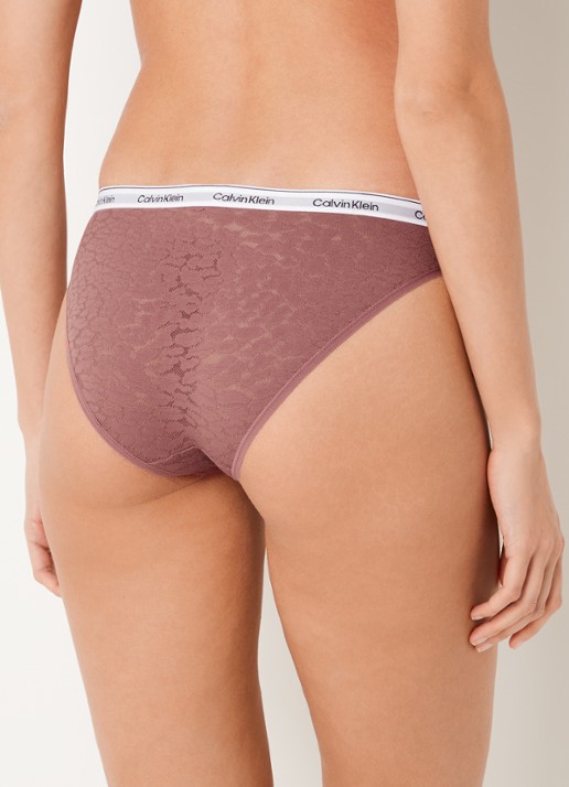 Calvin Klein Slip van mesh met panterprint - achterkant 3 donkerroze