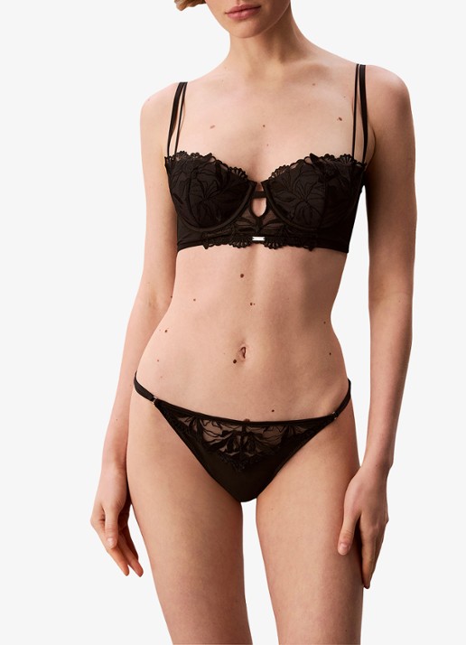 Calvin Klein Slip van satijn met mesh en borduring