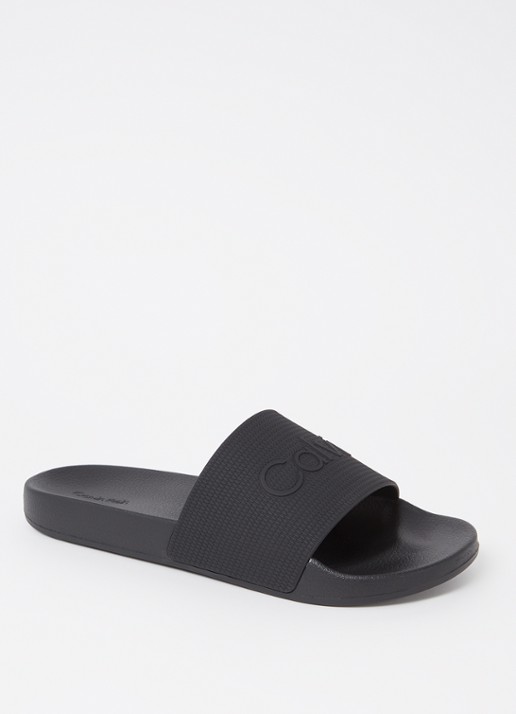 Calvin Klein Slipper met logo - voorkant 3 zwart