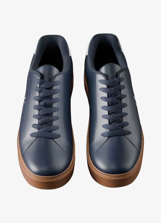 Calvin Klein Sneaker van leer met logo - detail calvin navy/off white/gum-0zv / blauw