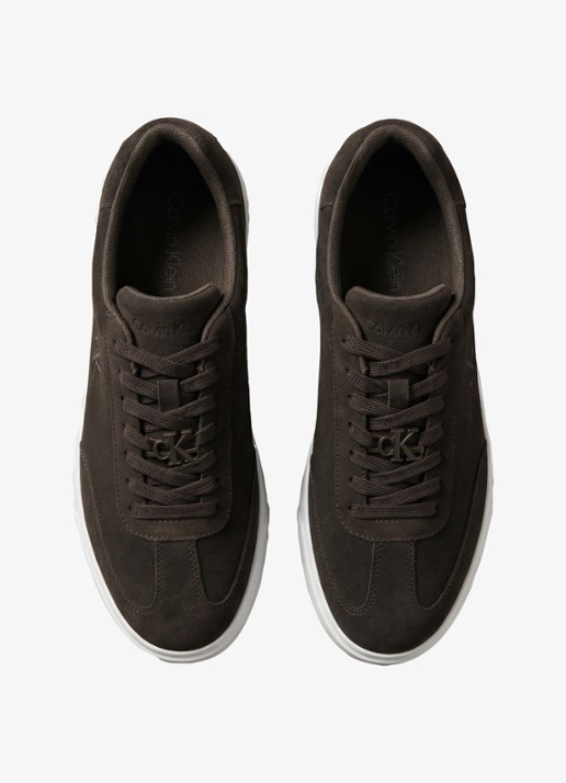 Calvin Klein Sneaker van suède - voorkant 3 donkerbruin