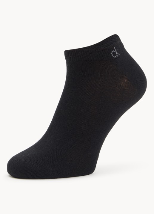 Calvin Klein Sneakersokken met logo in 3-pack - detail zwart