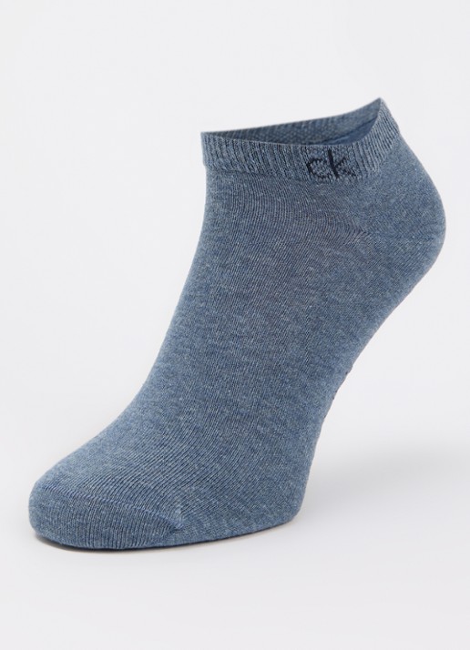 Calvin Klein Sneakersokken met logo in 3-pack - detail blauw