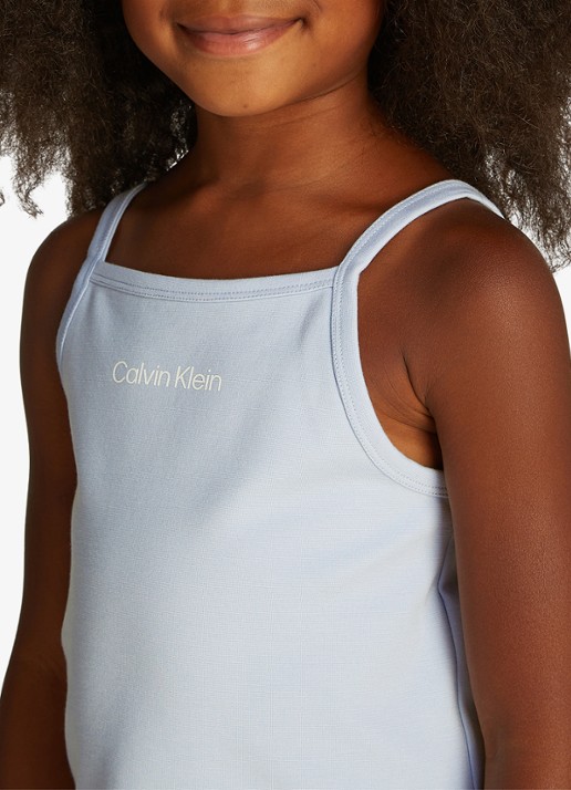 Calvin Klein Spaghetti top met logo - detail lichtblauw
