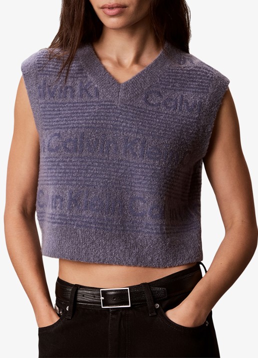 Calvin Klein Spencer in wolblend met logoprint