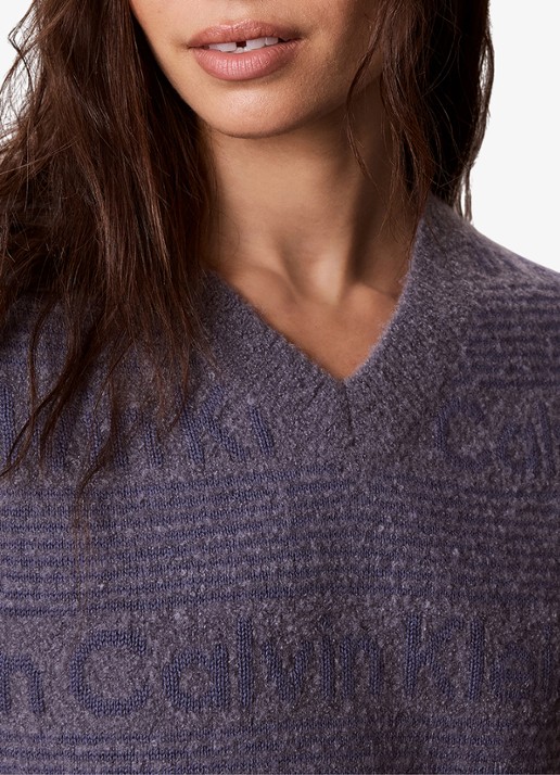 Calvin Klein Spencer in wolblend met logoprint - detail 5 paars