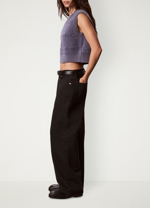 Calvin Klein Spencer in wolblend met logoprint - detail 7 paars