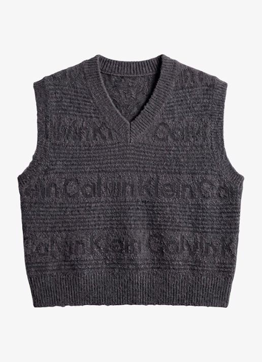 Calvin Klein Spencer in wolblend met logoprint - voorkant paars