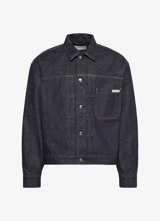 Calvin Klein Spijkerjas met borstzak - voorkant 6 donkerblauw