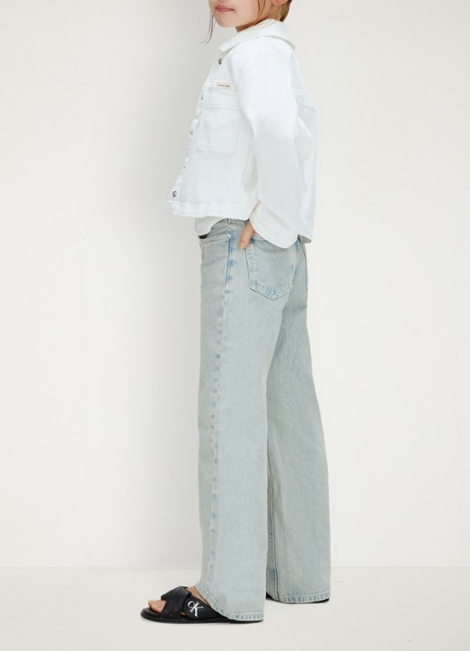 Calvin Klein Straight fit jeans met lichte wassing - achterkant lichtblauw