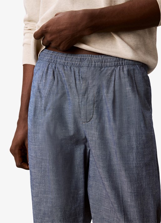 Calvin Klein Straight fit pantalon met trekkoord - detail 3 blue descent-c32 /  lichtblauw