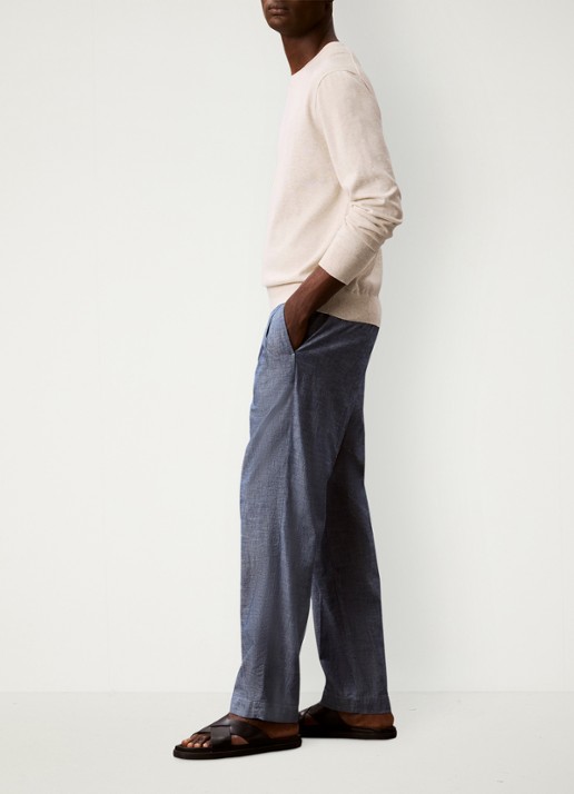 Calvin Klein Straight fit pantalon met trekkoord - voorkant 2 blue descent-c32 /  lichtblauw
