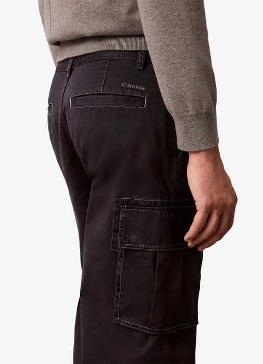 Calvin Klein Straight leg cargobroek met opgestikte zakken - detail 2 donkergrijs
