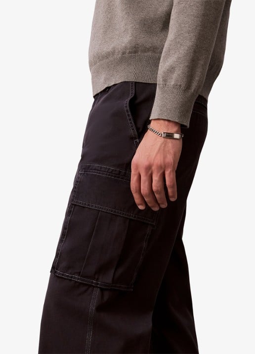 Calvin Klein Straight leg cargobroek met opgestikte zakken - detail 4 donkergrijs