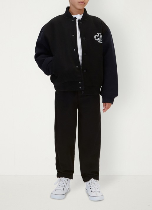 Calvin Klein Straight leg chino met logo - voorkant 7 pvh black-beh /  zwart