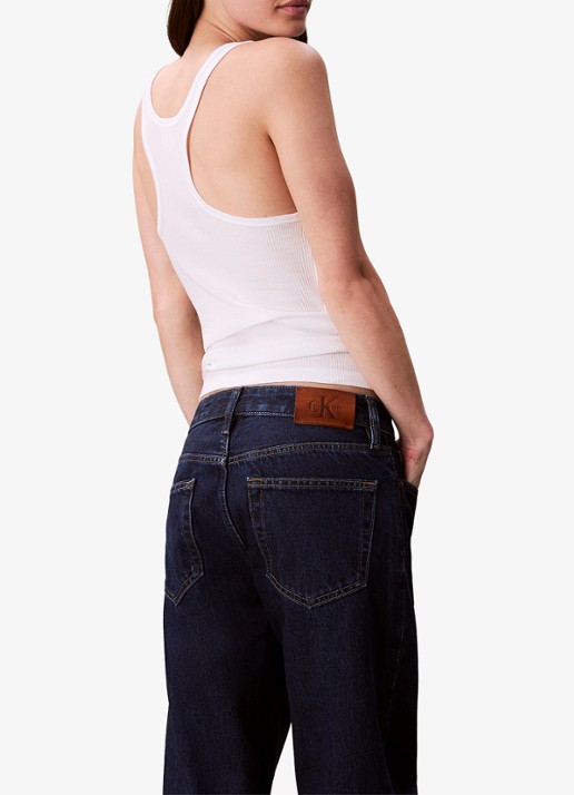 Calvin Klein Straight leg jeans met steekzakken - detail 5 donkerblauw