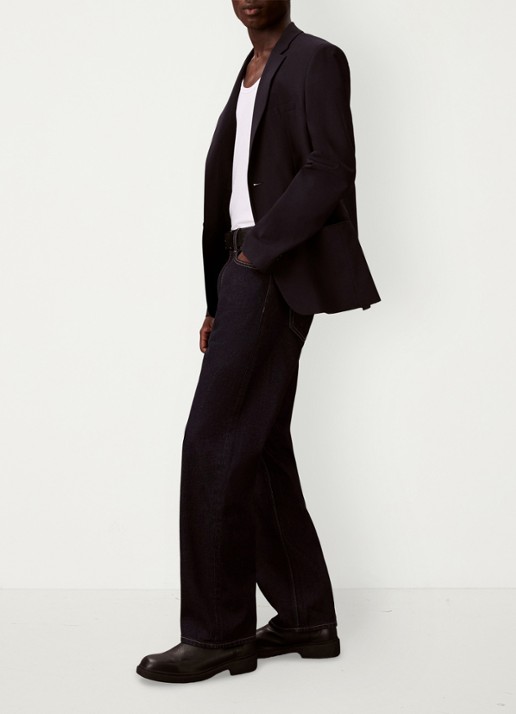 Calvin Klein Straight leg jeans met steekzakken - detail 5 donkerblauw