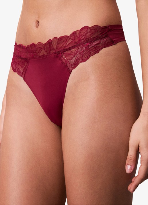 Calvin Klein String met details van kant - detail bordeauxrood