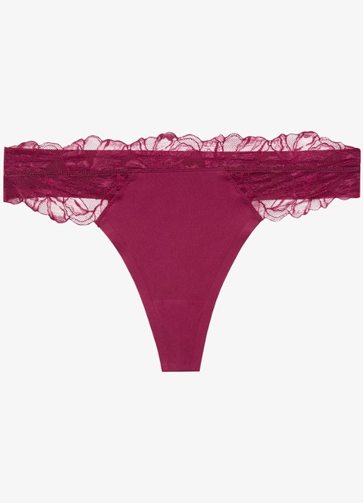 Calvin Klein String met details van kant - voorkant 5 bordeauxrood