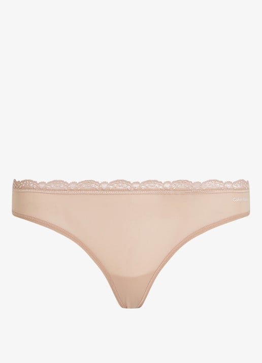 Calvin Klein String met kant - voorkant 2 beige