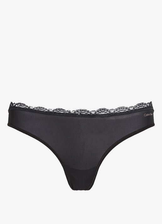 Calvin Klein String met kant - voorkant zwart