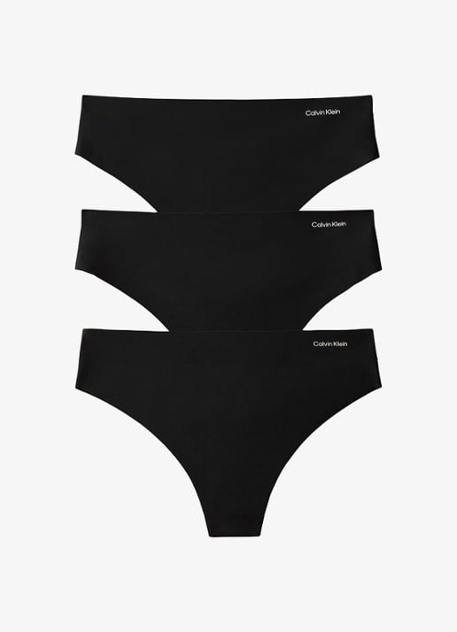 Calvin Klein String met logo in 3-pack - voorkant 5 zwart