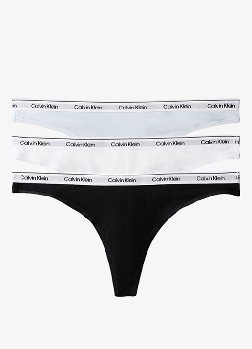 Calvin Klein String met logoband in 3-pack - voorkant 5 multicolor
