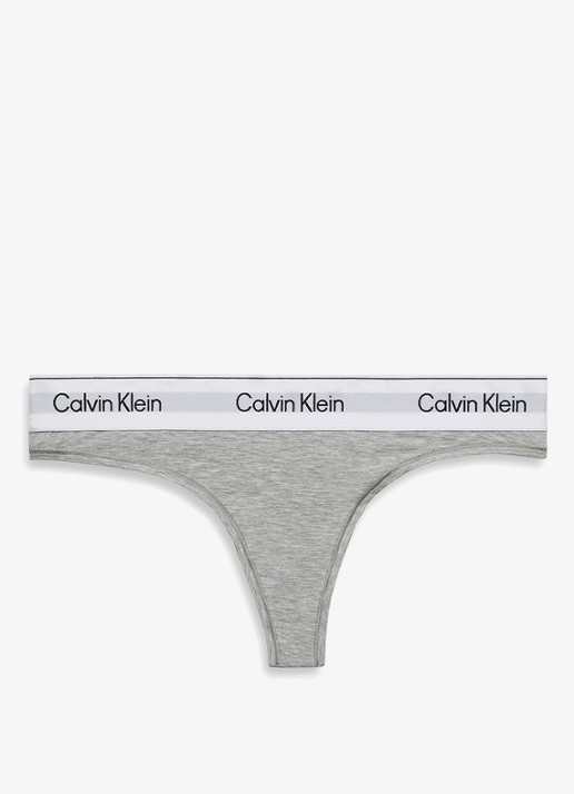 Calvin Klein String met logoband - voorkant 2 grijs