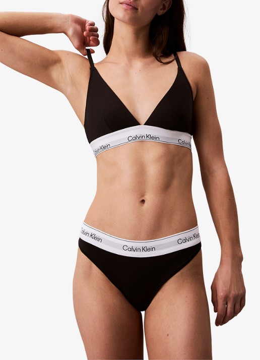 Calvin Klein String met logoband - voorkant 5 zwart