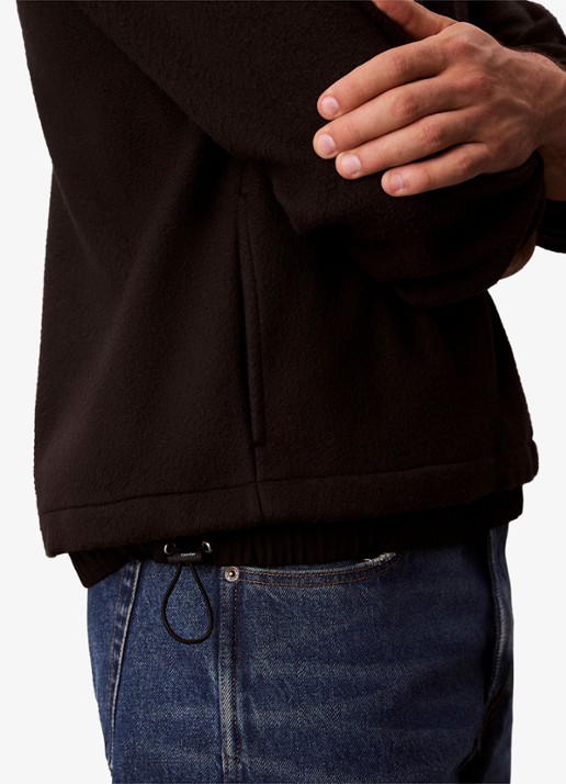 Calvin Klein Sweater met halve rits en logo - detail 6 zwart