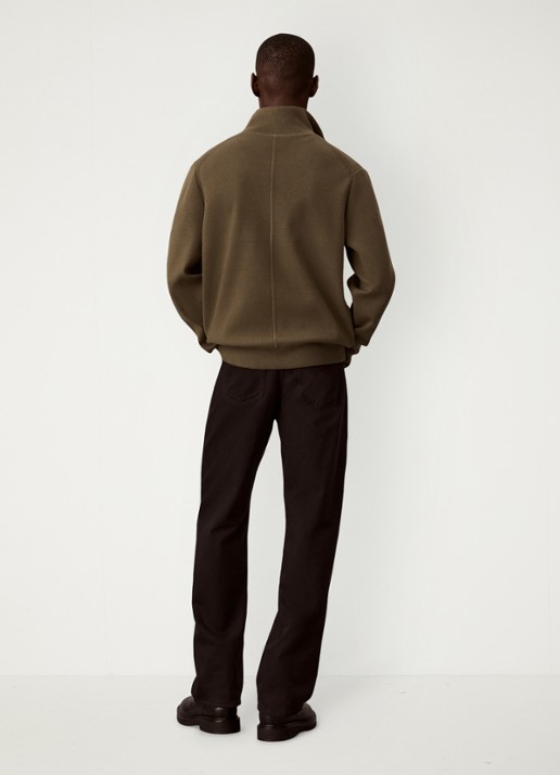 Calvin Klein Sweater met halve rits - achterkant 5 olijfgroen