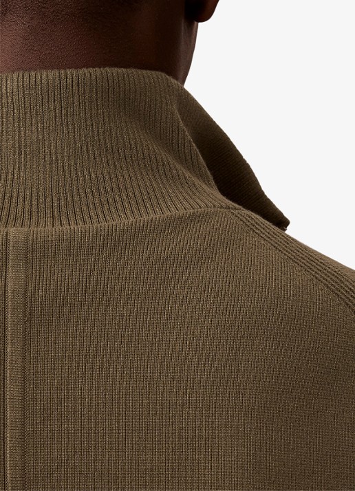 Calvin Klein Sweater met halve rits - detail 3 olijfgroen