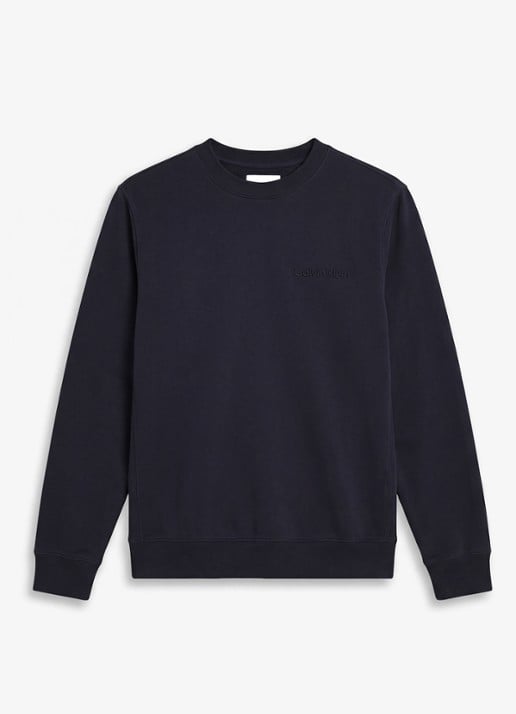 Calvin Klein Sweater met logo - voorkant donkerblauw
