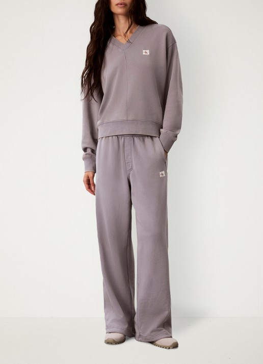 Calvin Klein Sweater met logoborduring - voorkant 7 grijs