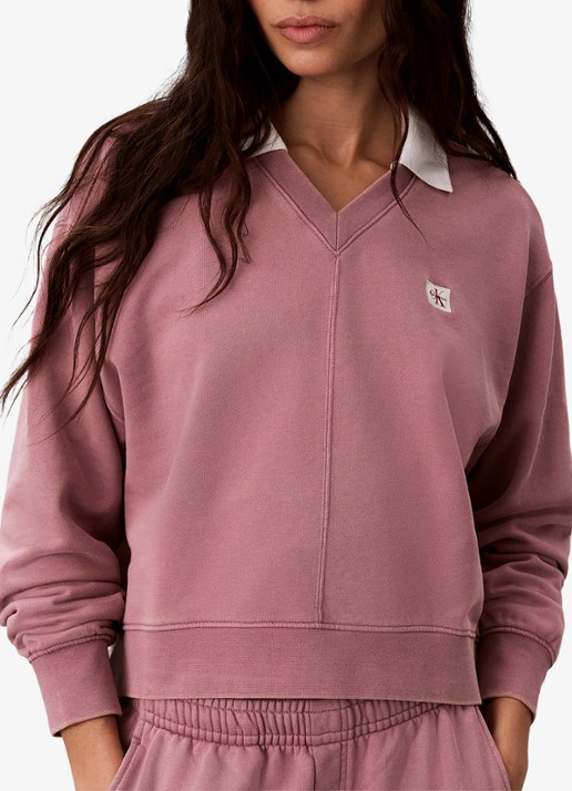 Calvin Klein Sweater met logoborduring - detail 2 oudroze
