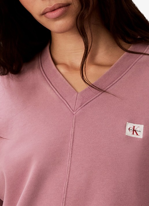 Calvin Klein Sweater met logoborduring - detail 3 oudroze