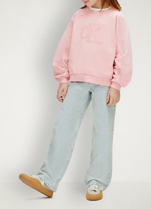 Calvin Klein Sweater met logoborduring - voorkant 2 roze