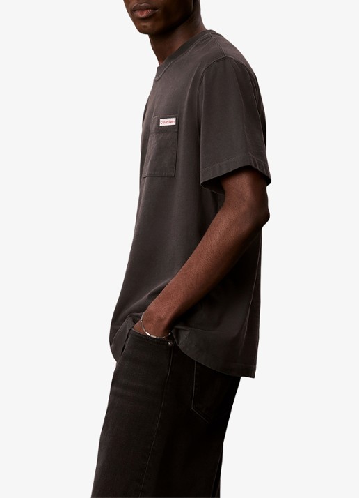 Calvin Klein T-shirt met borstzak - detail 4 antraciet