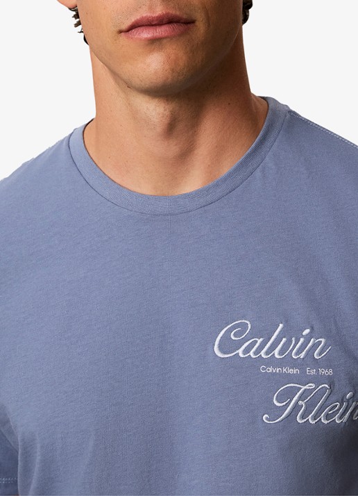 Calvin Klein T-shirt met logo- en backprint - detail 6 dusty sailor blue-c4i /  blauw