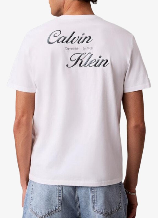 Calvin Klein T-shirt met logo- en backprint - achterkant 4 bright white-yaf /  wit