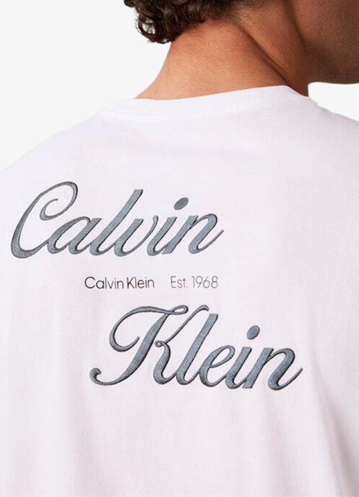 Calvin Klein T-shirt met logo- en backprint - detail 3 bright white-yaf /  wit