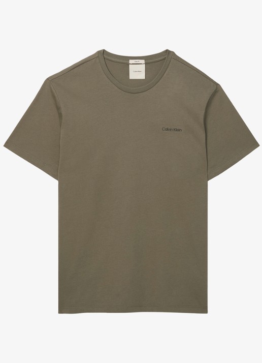 Calvin Klein T-shirt met logo - voorkant 4 olijfgroen