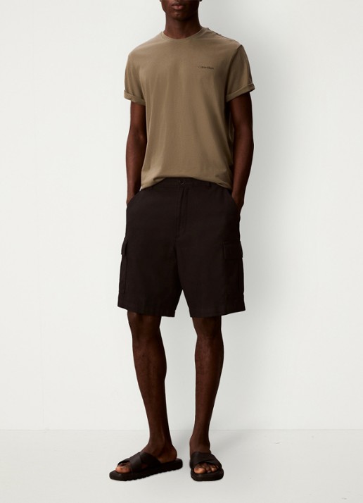 Calvin Klein T-shirt met logo - voorkant 5 olijfgroen