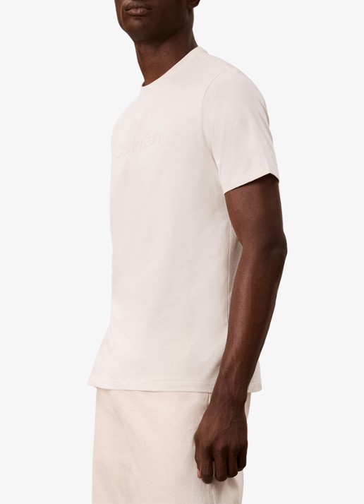 Calvin Klein T-shirt met logo - detail 4 creme