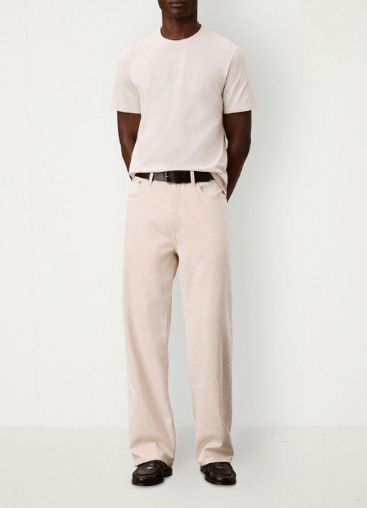 Calvin Klein T-shirt met logo - voorkant creme