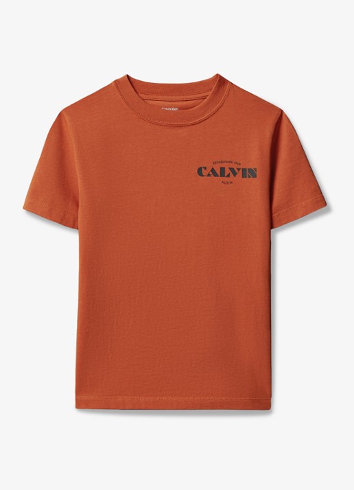Calvin Klein T-shirt met logo - voorkant 2 oranje