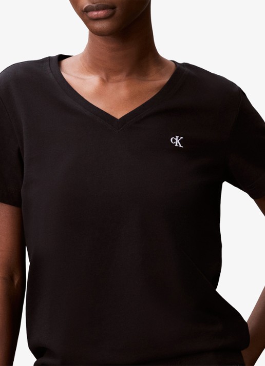 Calvin Klein T-shirt met logoborduring - detail 4 zwart