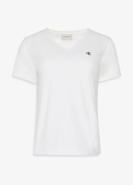 Calvin Klein T-shirt met logoborduring - voorkant 5 wit