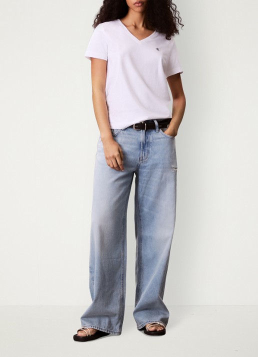 Calvin Klein T-shirt met logoborduring - voorkant 6 wit