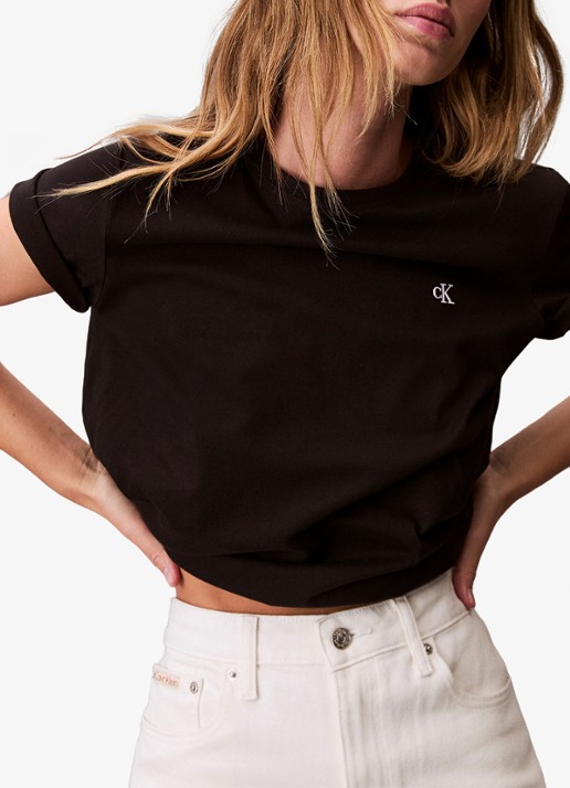 Calvin Klein T-shirt met logoborduring - detail 5 zwart